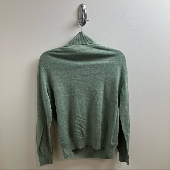 J.Crew Factory Cotton Half-Zip Sweater in Heathered Green Medium - Picture 7 of 12